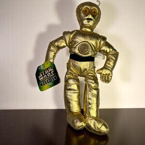Vintage 1997 Star Wars Buddies C-3PO Plush Toy By Kenner 10 Inches Gold